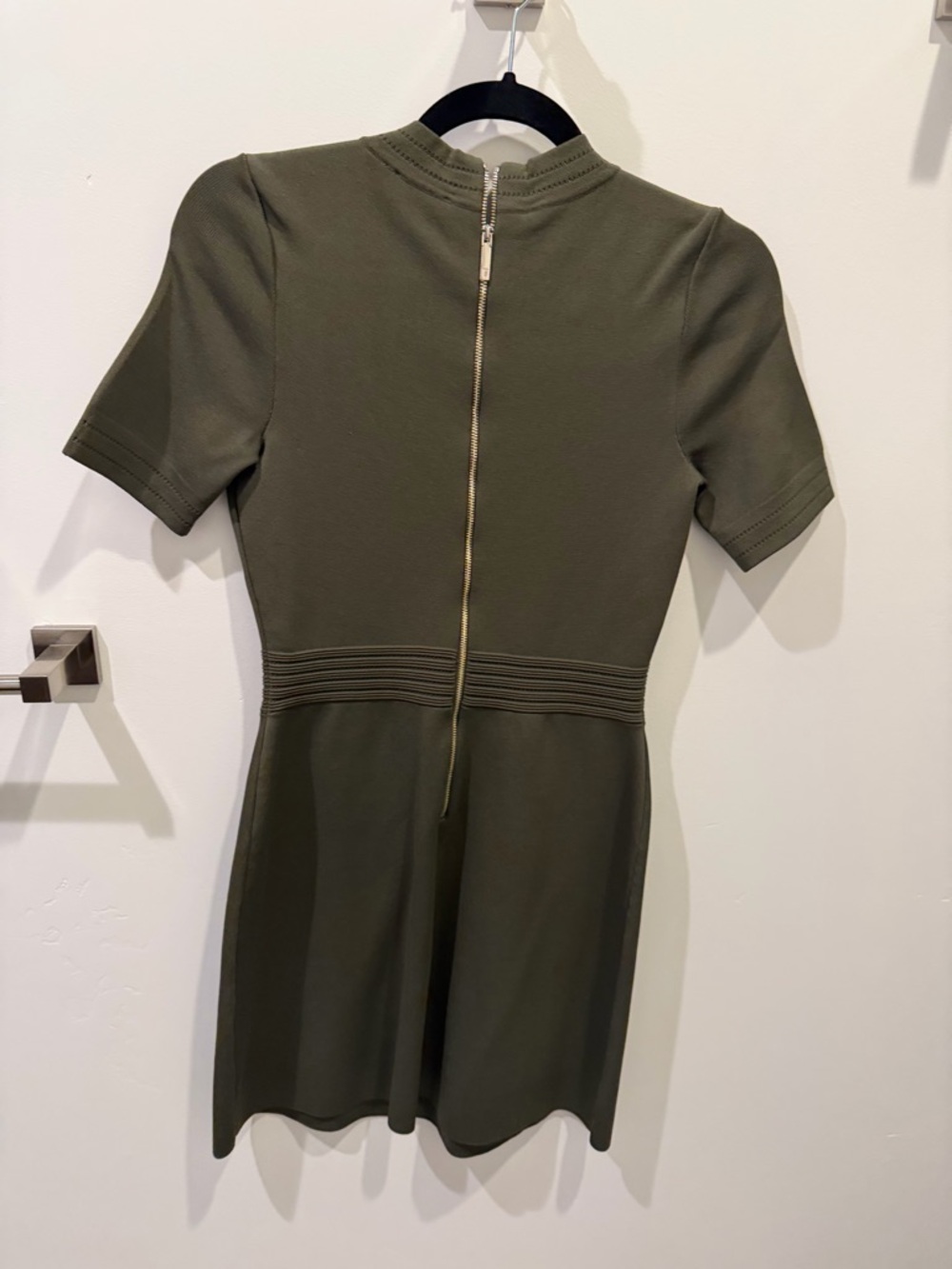 Ted Baker London Olive Green Knit Fit & Flare Mini Dress - Picture 4 of 5